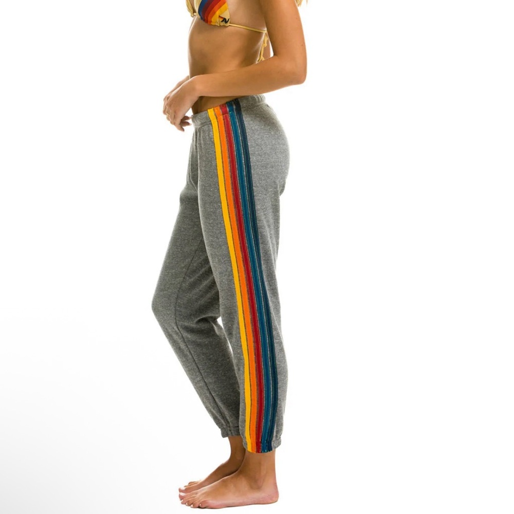 Aviator Nation Gray Sweatpants with Colorful Stripes